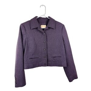 Pendleton Vintage Purple 100% Virgin Wool Cropped Button Front Jacket Size 12